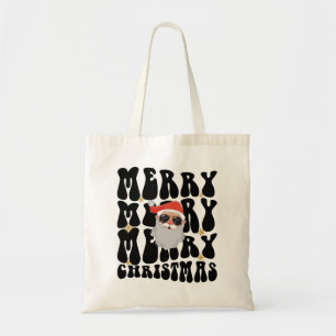 Retro Groovy God jul Julafton Ljus Santa Tygkasse
