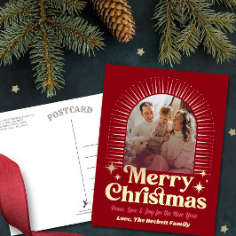 Retro Groovy God jul Photo Helg Vykort