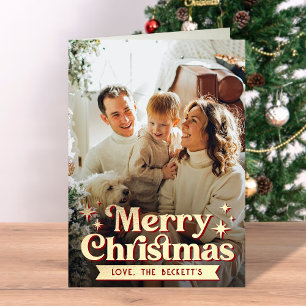 Retro Groovy God jul Photo Helgdag Card Helgkort