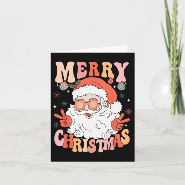 Retro Groovy God jul Trendig Jultomten Ho Kort (Framsida)