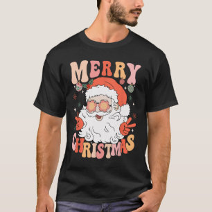 Retro Groovy God Jul Trendig Tomte Julklapp T Shirt