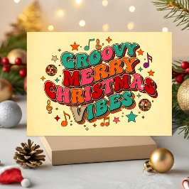 Retro Groovy God Jul Vibe Helgkort
