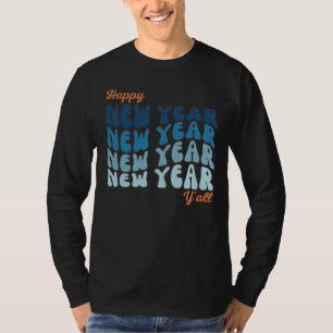 Retro Groovy Gott nytt år Y'all Manarna T Shirt