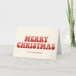 Retro Groovy Gradient Script Merry Christmas Helgkort