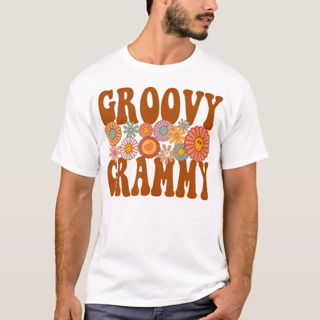 Retro Groovy Grammy Matching Family Födelsedagsfes T Shirt (Framsida)