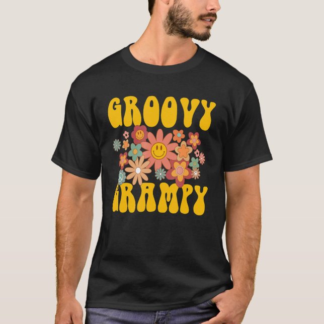 Retro Groovy Grampy Matching Family 1:a födelsedag T Shirt (Framsida)