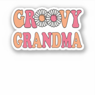 Retro Groovy Grandma Matching Family Klistermärken