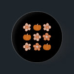 Retro Groovy Halloween Fall Hippie Pumpkin Blommig Knapp<br><div class="desc">Retro Groovy Halloween Fall Hippie Pumpkin Blommigt Costume</div>