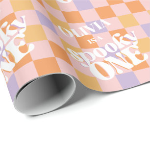 Retro Groovy Halloween första födelsedagen Presentpapper