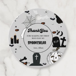 Retro groovy Halloween första födelsedagsår Tack Gåvor Etiketter