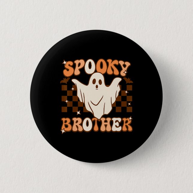 Retro Groovy Halloween Ghost Spooky Brother Costum Knapp (Framsida)