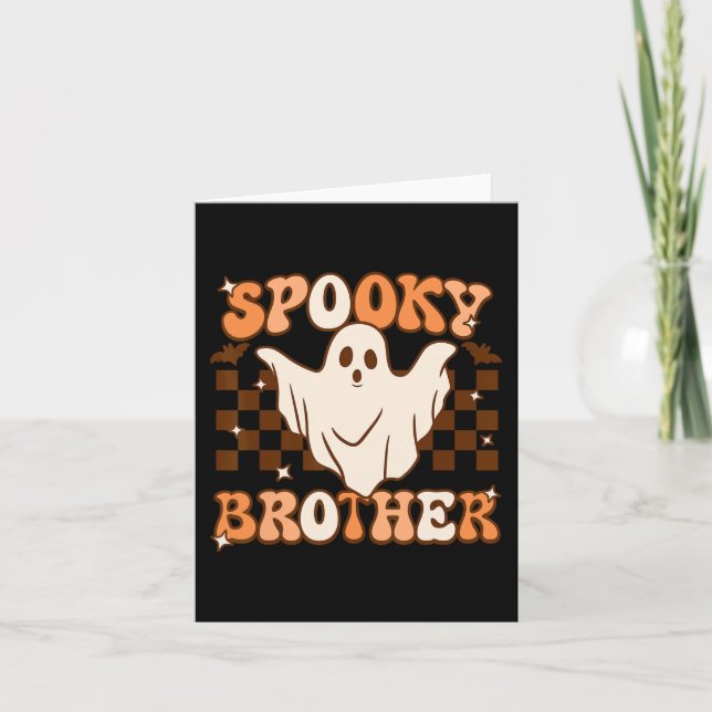 Retro Groovy Halloween Ghost Spooky Brother Costum Kort (Framsida)