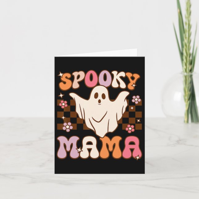 Retro Groovy Halloween Ghost Spooky Mamma Costume Kort (Framsida)