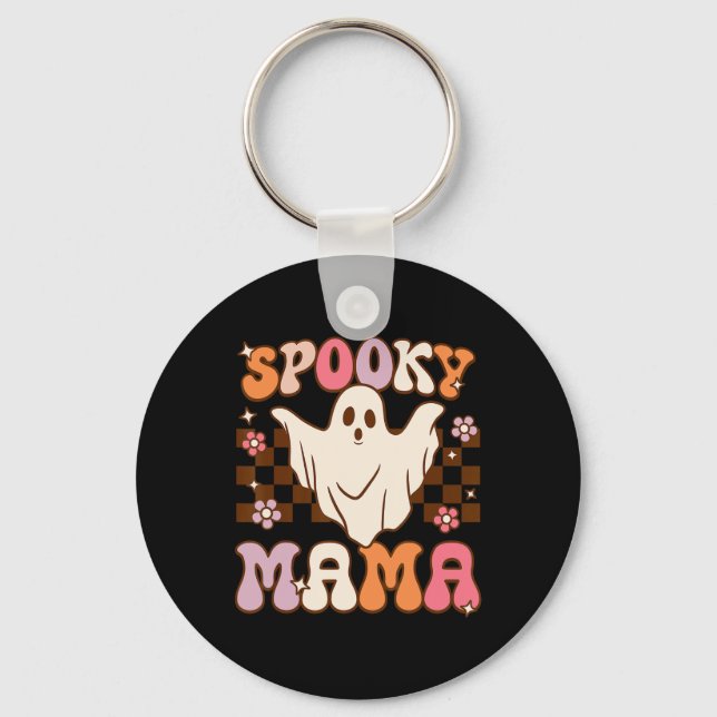Retro Groovy Halloween Ghost Spooky Mamma Costume Nyckelring (Framsida)