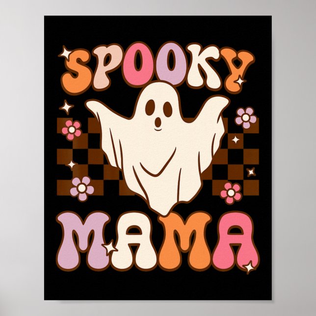 Retro Groovy Halloween Ghost Spooky Mamma Costume Poster (Framsidan)