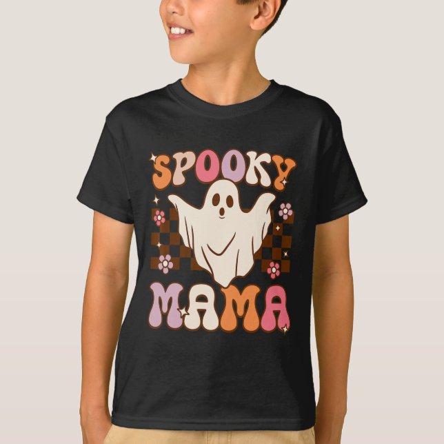 Retro Groovy Halloween Ghost Spooky Mamma Costume T Shirt (Framsida)