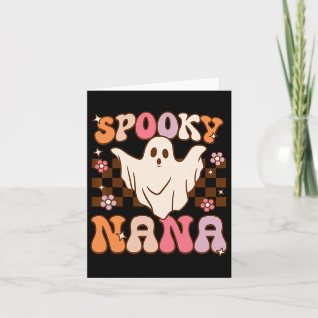 Retro Groovy Halloween Ghost Spooky Nana Costume Kort (Framsida)