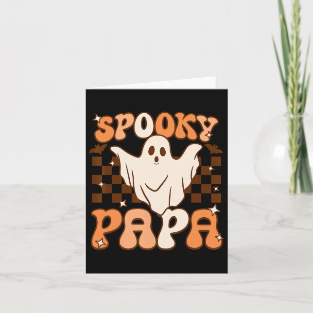 Retro Groovy Halloween Ghost Spooky Pappa Costume Kort (Framsida)