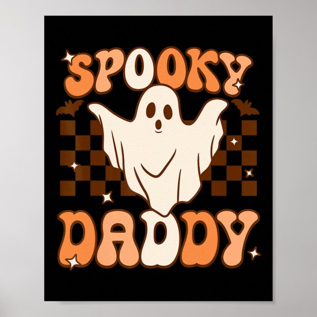 Retro Groovy Halloween Ghost Spooky Pappa Costume Poster (Framsidan)