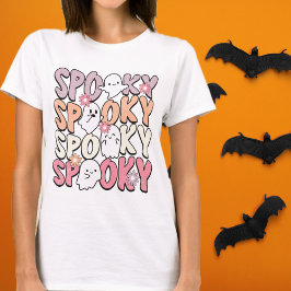 Retro Groovy Halloween Spöken och Flowers Spooky T Shirt