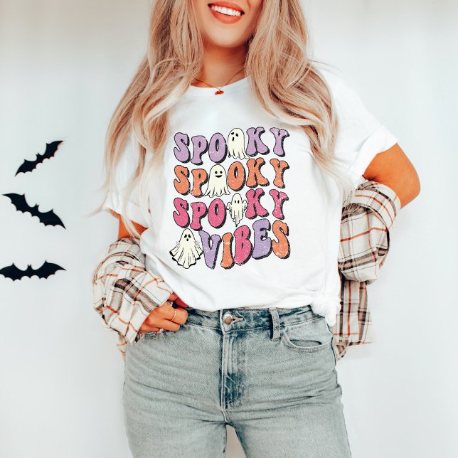 Retro Groovy Halloween Spooky Vibes T-Shirt (Skapare uppladdad)