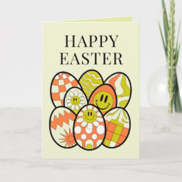 Retro Groovy Happy Easter Personalized Card Helgkort
