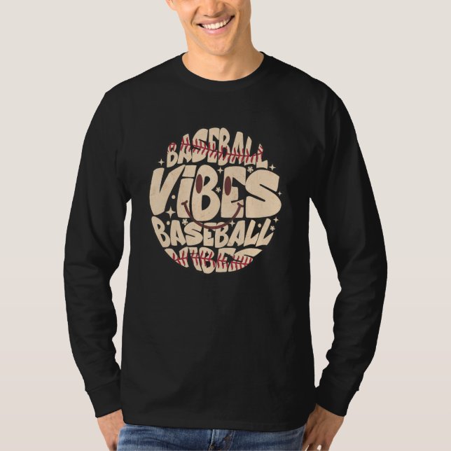 Retro Groovy Happy Face Baseball Vibes Baseball Ba T Shirt (Framsida)