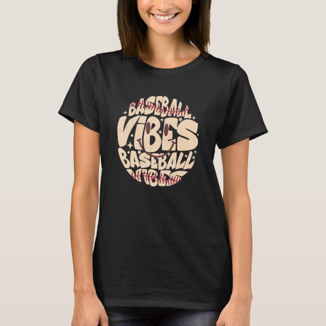 Retro Groovy Happy Face Baseball Vibes Baseball Ba T Shirt (Framsida)