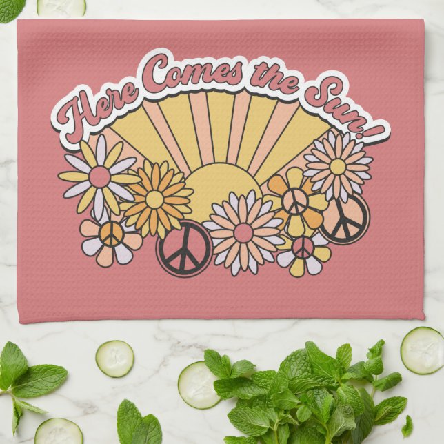 Retro Groovy | Här följer Vintagen Sol Kökshandduk (Vikta)