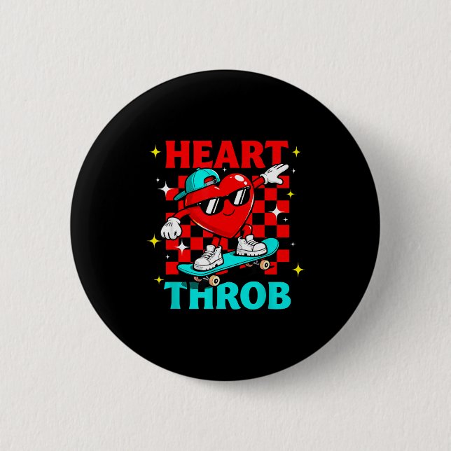 Retro Groovy Heart Throb Alla hjärtans dag Småbarn Knapp (Framsida)