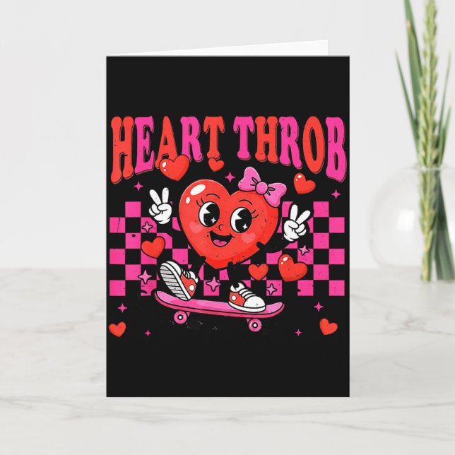 Retro Groovy Heart Throb Alla hjärtans dag Småbarn Kort (Framsida)