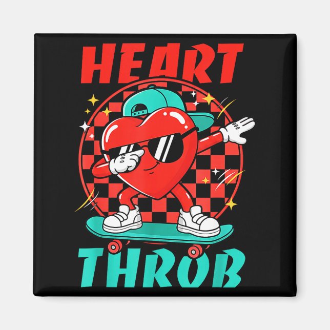 Retro Groovy Heart Throb Alla hjärtans dag Småbarn Magnet (Framsidan)
