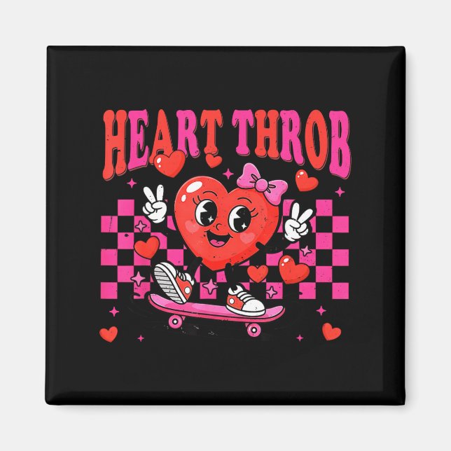 Retro Groovy Heart Throb Alla hjärtans dag Småbarn Magnet (Framsidan)