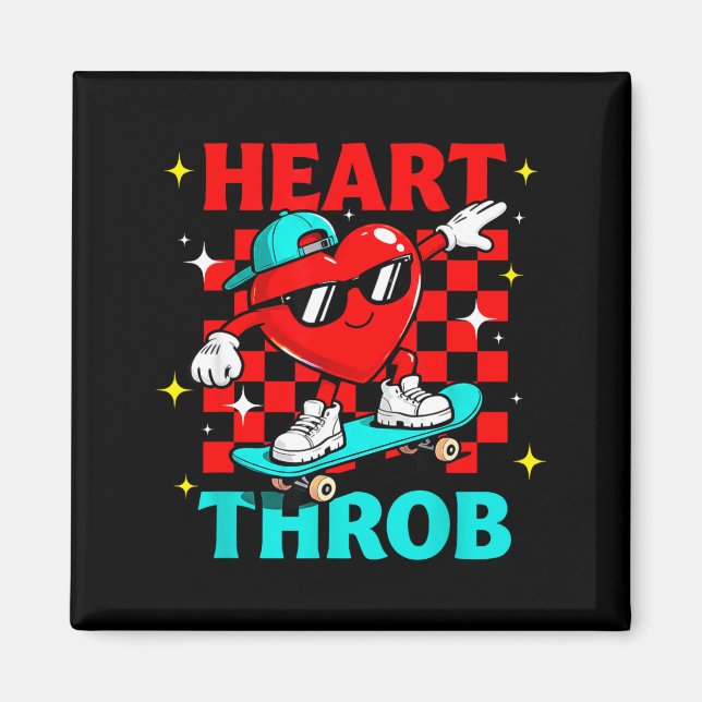 Retro Groovy Heart Throb Alla hjärtans dag Småbarn Magnet (Framsidan)