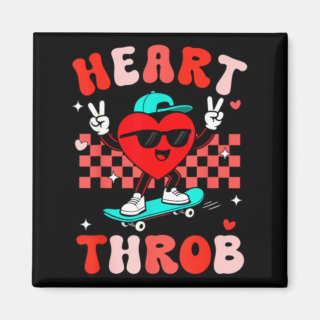 Retro Groovy Heart Throb Alla hjärtans dag Småbarn Magnet (Framsidan)