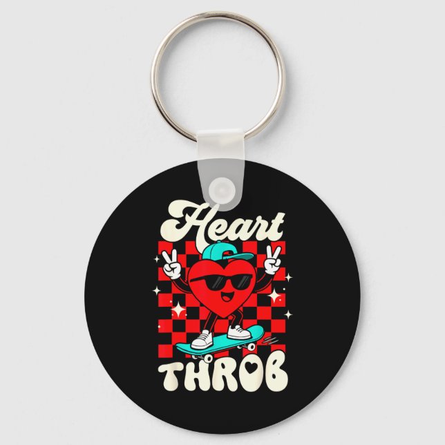 Retro Groovy Heart Throb Alla hjärtans dag Småbarn Nyckelring (Framsida)