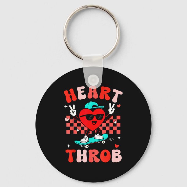 Retro Groovy Heart Throb Alla hjärtans dag Småbarn Nyckelring (Framsida)