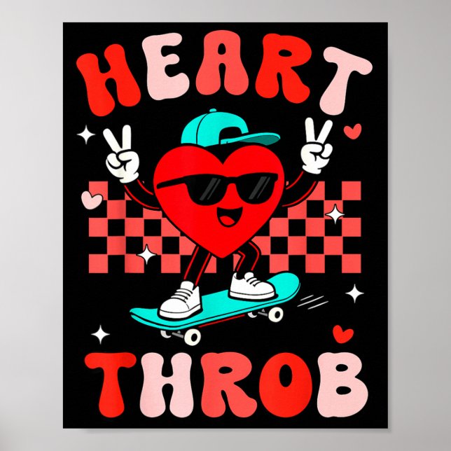 Retro Groovy Heart Throb Alla hjärtans dag Småbarn Poster (Framsidan)