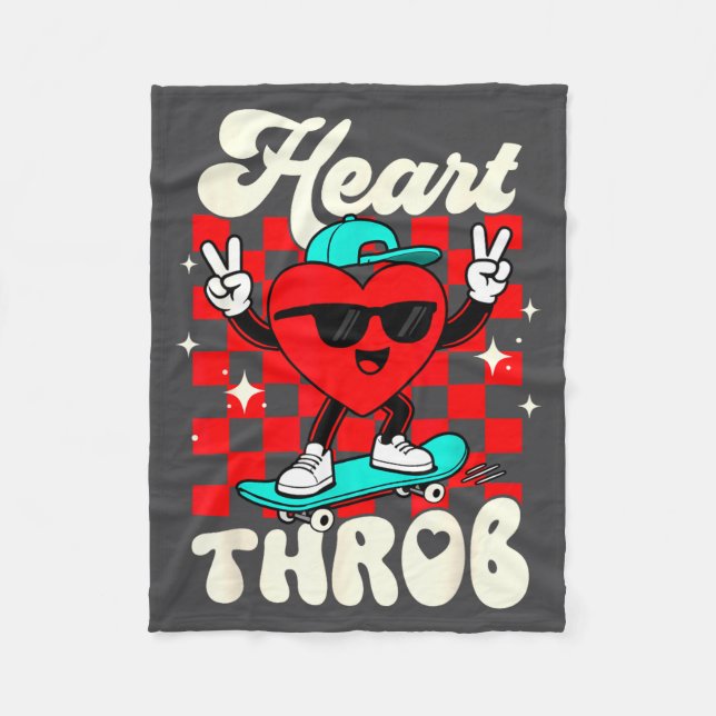 Retro Groovy Heart Throb Valentines Day Toddlers B Fleecefilt (Framsidan)