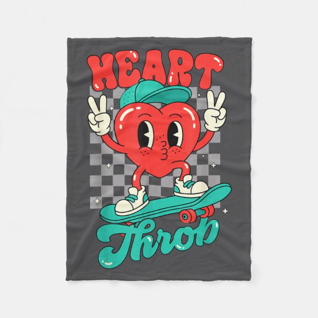 Retro Groovy Heart Throb Valentines Day Toddlers B Fleecefilt (Framsidan)