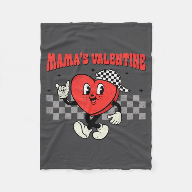 Retro Groovy Heart Throb Valentines Day Toddlers B Fleecefilt (Framsidan)