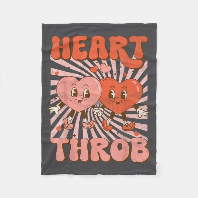 Retro Groovy Heart Throb Valentines Day Toddlers B Fleecefilt (Framsidan)