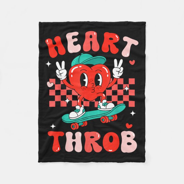 Retro Groovy Heart Throb Valentines Day Toddlers B Fleecefilt (Framsidan)