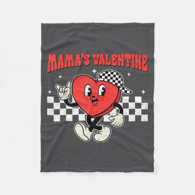Retro Groovy Heart Throb Valentines Day Toddlers B Fleecefilt (Framsidan)
