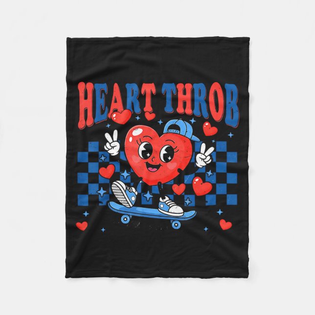 Retro Groovy Heart Throb Valentines Day Toddlers B Fleecefilt (Framsidan)