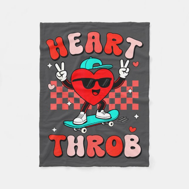 Retro Groovy Heart Throb Valentines Day Toddlers B Fleecefilt (Framsidan)
