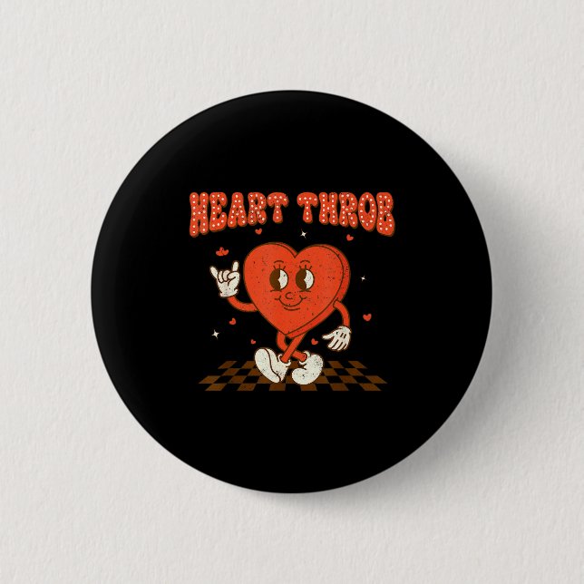 Retro Groovy Heart Throb Valentines Day Toddlers B Knapp (Framsida)