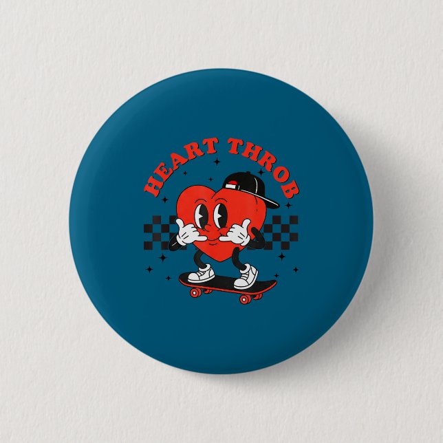 Retro Groovy Heart Throb Valentines Day Toddlers B Knapp (Framsida)