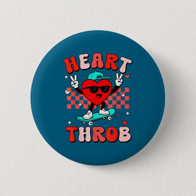 Retro Groovy Heart Throb Valentines Day Toddlers B Knapp (Framsida)