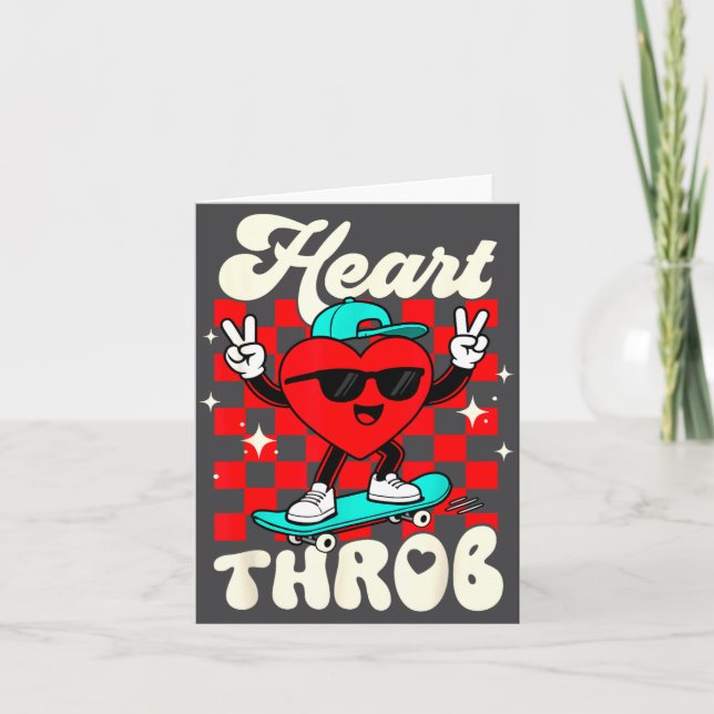 Retro Groovy Heart Throb Valentines Day Toddlers B Kort (Framsida)